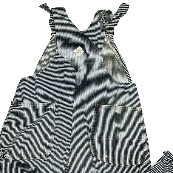 Vintage Big Mac 1960s/70s Square Bak Hickory stripe bib overalls waist 38  USA - Picture 2 of 7